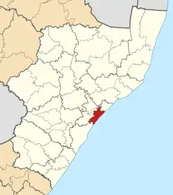 Location of KwaDukuza Local Municipality within KwaZulu-Natal