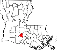 Map of Louisiana highlighting Lafayette Parish