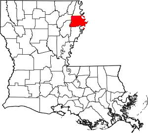 Map of Louisiana highlighting Madison Parish