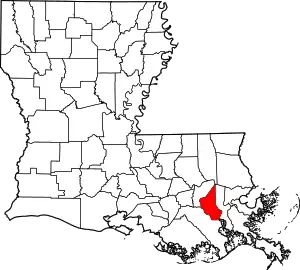 State map highlighting St. Charles Parish