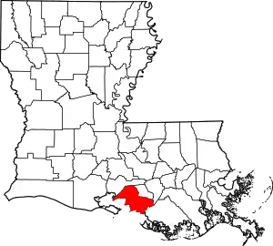 Map of Louisiana highlighting Saint Mary Parish