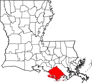 State map highlighting Terrebonne Parish