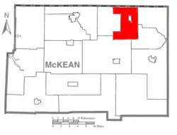 Map of McKean County, Pennsylvania highlighting Eldred Township