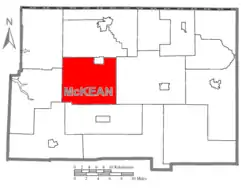 Map of McKean County, Pennsylvania highlighting Lafayette Township