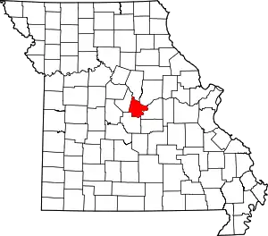 Map of Missouri highlighting Cole County