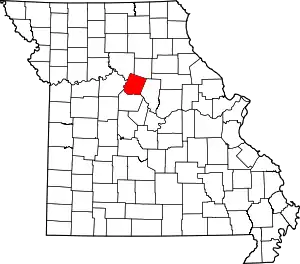 Map of Missouri highlighting Howard County