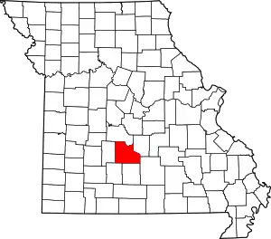 Map of Missouri highlighting Laclede County