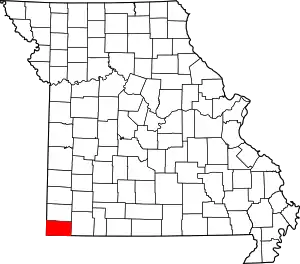 Map of Missouri highlighting McDonald County