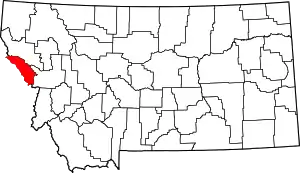 Map of Montana highlighting Mineral County