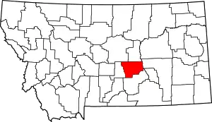 Map of Montana highlighting Musselshell County