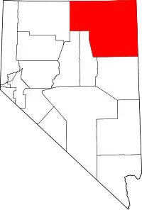 Map of Nevada highlighting Elko County