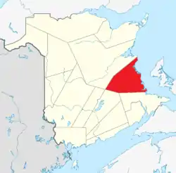 Location within New Brunswick.