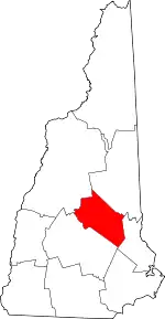 Map of New Hampshire highlighting Belknap County