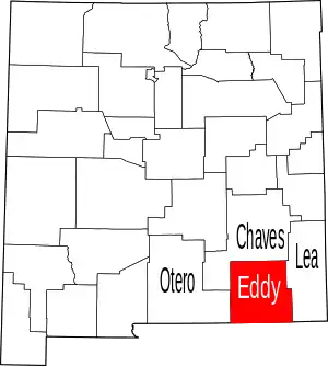 State map highlighting Eddy County