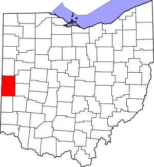 Map of Ohio highlighting Darke County