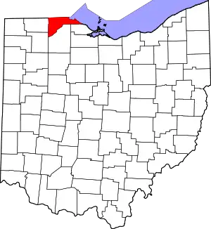 State map highlighting Lucas County