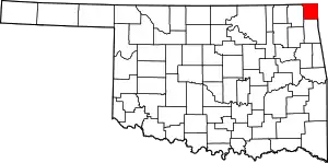 Map of Oklahoma highlighting Ottawa County