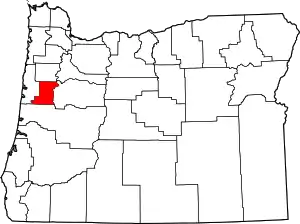 Map of Oregon highlighting Benton County