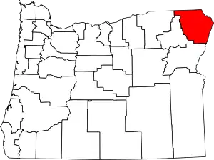 State map highlighting Wallowa County