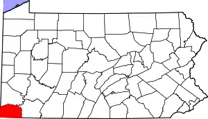 Location of Greene County in Pennsylvania