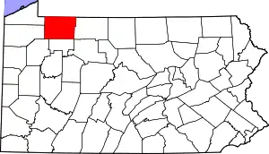 State map highlighting Warren County