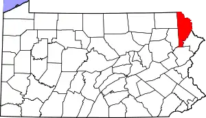 State map highlighting Wayne County