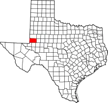 Map of Texas highlighting Andrews County