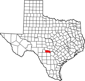 Map of Texas highlighting Bandera County