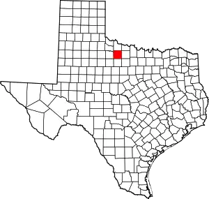 Map of Texas highlighting Baylor County