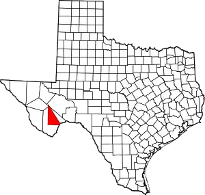 Map of Texas highlighting Buchel County