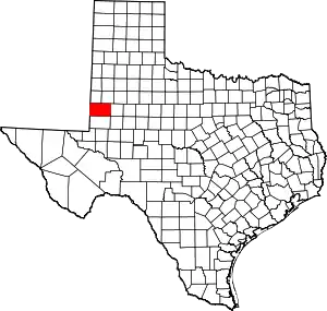 State map highlighting Gaines County