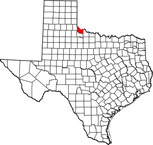 Map of Texas highlighting Hardeman County