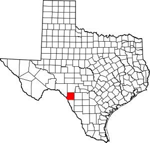 State map highlighting Kinney County