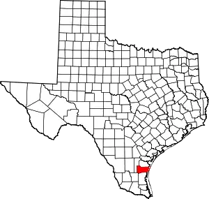 State map highlighting Kleberg County