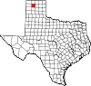 Map of Texas highlighting Moore County