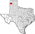 Map of Texas highlighting Oldham County