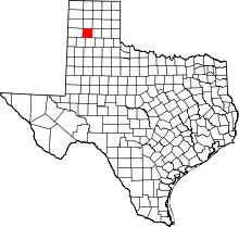 Map of Texas highlighting Randall County