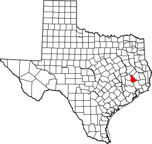 State map highlighting San Jacinto County