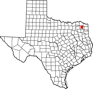 Map of Texas highlighting Titus County