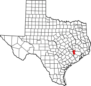 State map highlighting Waller County