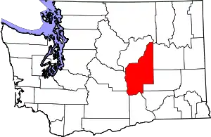 Map of Washington highlighting Grant County