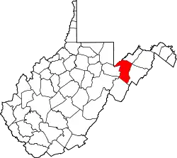 Location of Grant County in West Virginia