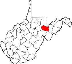 Location of Tucker County in West Virginia