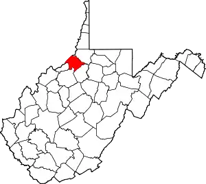 Map of West Virginia highlighting Tyler County