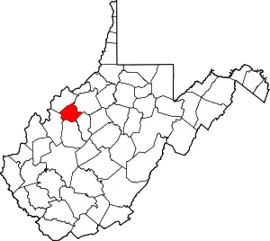 Map of West Virginia highlighting Wirt County