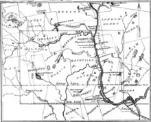 Old 1846 map showing the location of Thorntons Ferry on the Merrimack River