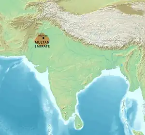 Map of the Multan Emirate circa 900 CE.