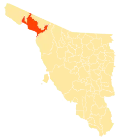 Location of the municipality in Sonora.