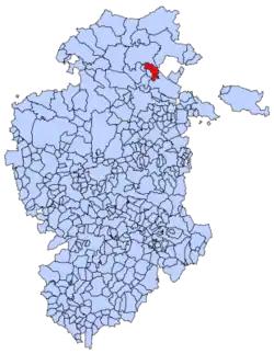 Municipal location of Merindad de Cuesta-Urria in Burgos province