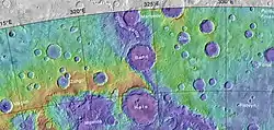 Topo map showing the location of Hale Crater and other nearby features